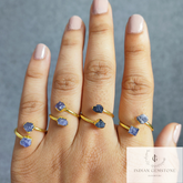Natural Tanzanite Ring, Dainty Ring, Handmade Jewelry, Propose Ring, Raw Tanzanite Electroplated Ring, December Birthstone,Gift For Daughter